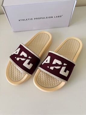 New! APL Maroon Logo Slide Sandals for Women, Size 8